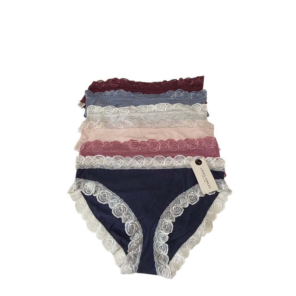 Laura Ashley bikini underwear L lace trimmed soft nwt 6 pair of same